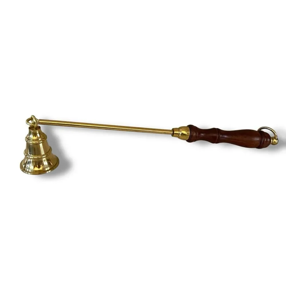 Vintage Brass Wood Candle Snuffer Mariner Six Ivory 10 Inch dinner Candles W/Box